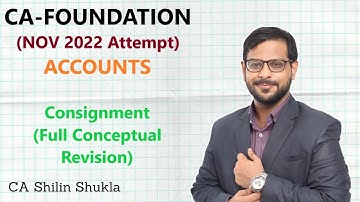 CA Foundation | Accounts | Nov 2022 | Full Conceptual Revision | Consignment Account