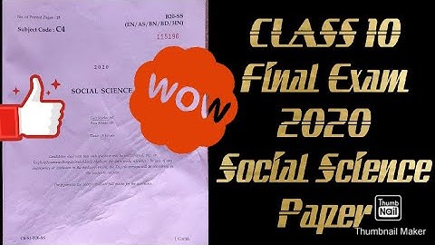 HSLC 2020 Social Science Question Paper.