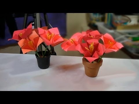 Artesanato: Vaso de flores de origami