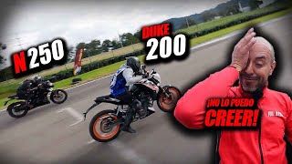 🔥KTM DUKE 200 🆚 PULSAR N250❌ Fullgass Drag Race Cuarto de milla #batallas #fullgass