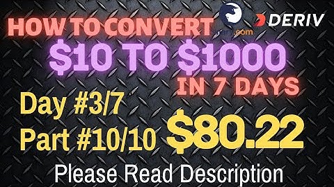 Day#3/7 Part#10/10 $80.22 Done $10 to $1000 free bot binary.com deriv profit consistent digit differ