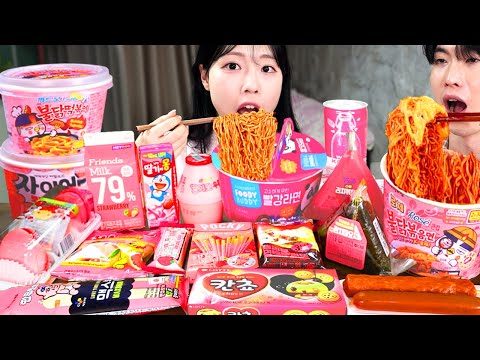 ASMR MUKBANG| 편의점 직접 만든 불닭 떡볶이 소세지 김밥 디저트 먹방 & 레시피 FRIED CHICKEN AND Tteokbokki EATING