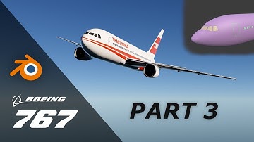 Blender aircraft modeling process (Boeing 767 - part 3)
