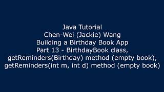 Java Tutorial Birthday Book App 13