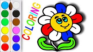 Smile Daisy Flowers Coloring Pages For Kids Glitter Coloring How To Draw Flower