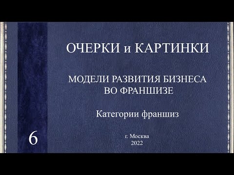 Модели развития бизнеса во франшизе. Категории франшиз.  ОЧЕРК 6