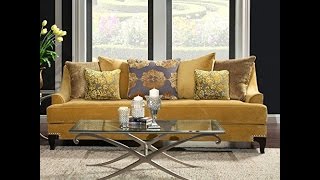 furniture of america atene premium fabric sofa gold