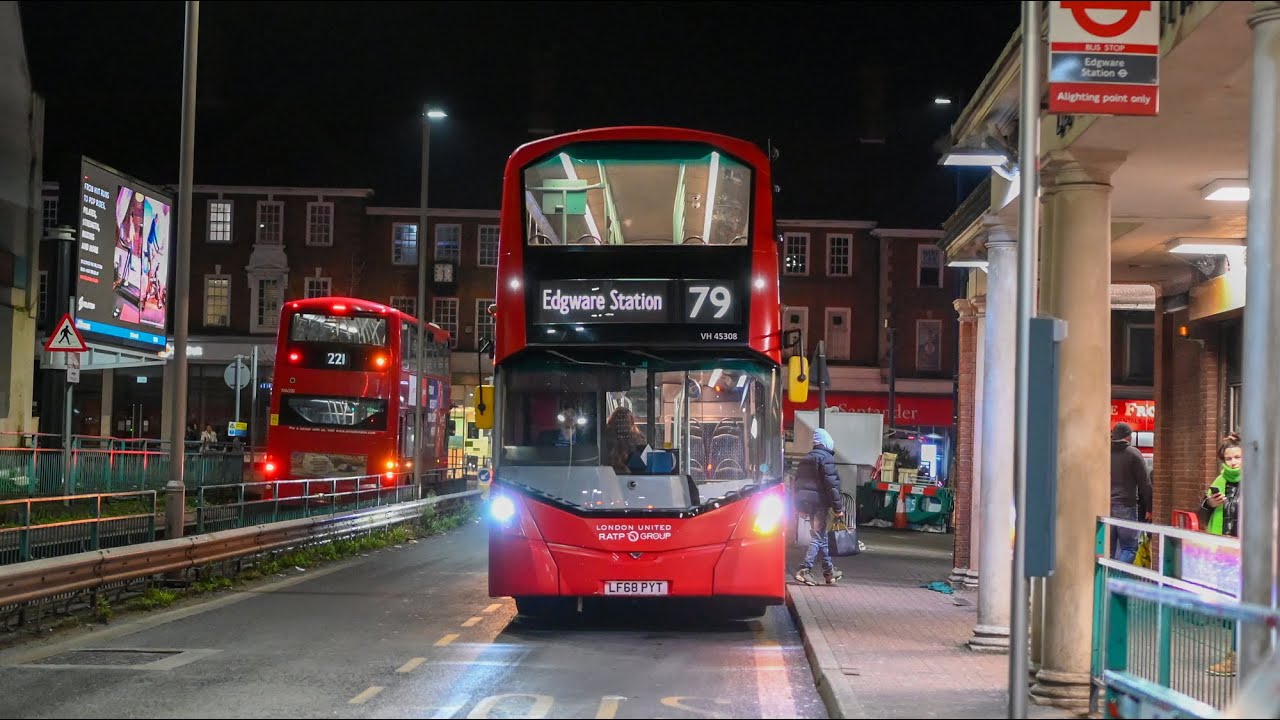 London's Buses after dark at Edgware 9th January 2022