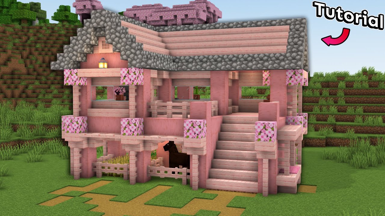 ⛏️ Tutorial de Minecraft :: 😍 Casa moderna color rosa minecraft
