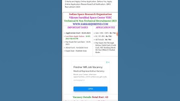 ISRO Vacancy Vikram Sarabhai Space Center VSSCTechnical & Non Technical Recruitment 2023🙂👍