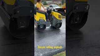 Steam rolling asphalt #asphalt #homeimprovement #calmdown #cwellspavingmd