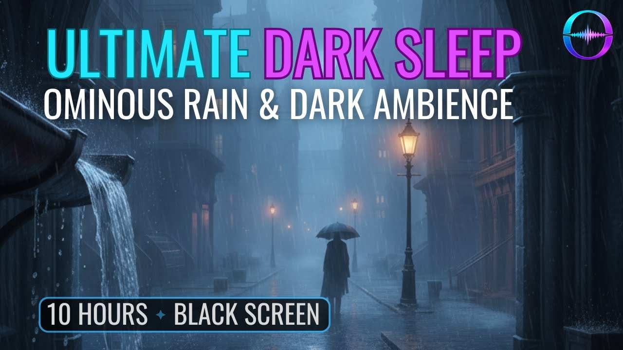 Fall Asleep Fast | Dark Rain & Ominous Ambience Soundscape | 10 Hours, Black Screen