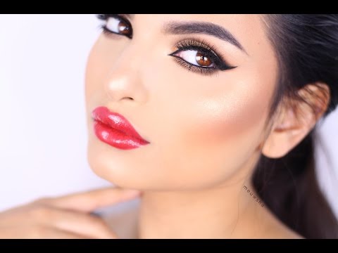 CHRISTMAS MAKEUP TUTORIAL --- GOLDEN EYES & GLOSSY RED LIPS --- MEUWSHA @meuwsha7160