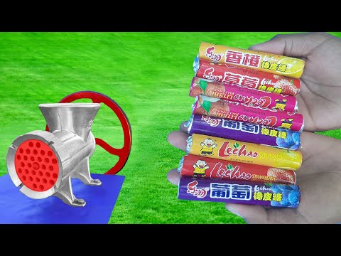EXPERIMENT COLORFUL LECHAO CANDY Vs MEAT GRINDER MACHINE