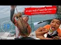 ลุยพายุ ตกปลาหมึกยักษ์ กินสดๆ ทะเลชุมพร sea fishing cooking on boat eating squid