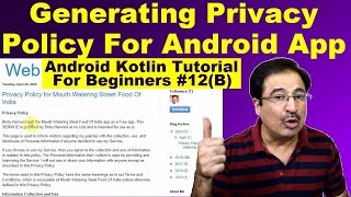 Privacy Policy For Android App | How to Generate Privacy Policy For Android App Kotlin (2020) #12B