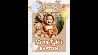 Digital Invitation video for baptism | Boho Bear Birthday Invitation | Editable Video Template