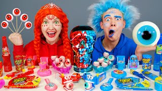 ASMR MUKBANG CANDY RED BLUE PARTY 레드 블루 푸드 챌린지 Color food challenge HAHABOO