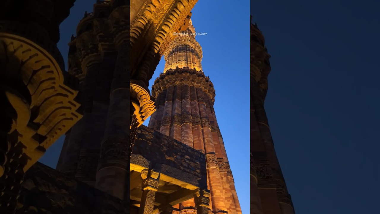 Raat ke afsane🌙 A night walk inside Qutub minar with EIH😍 #heritagewalk #shorts #qutubminar