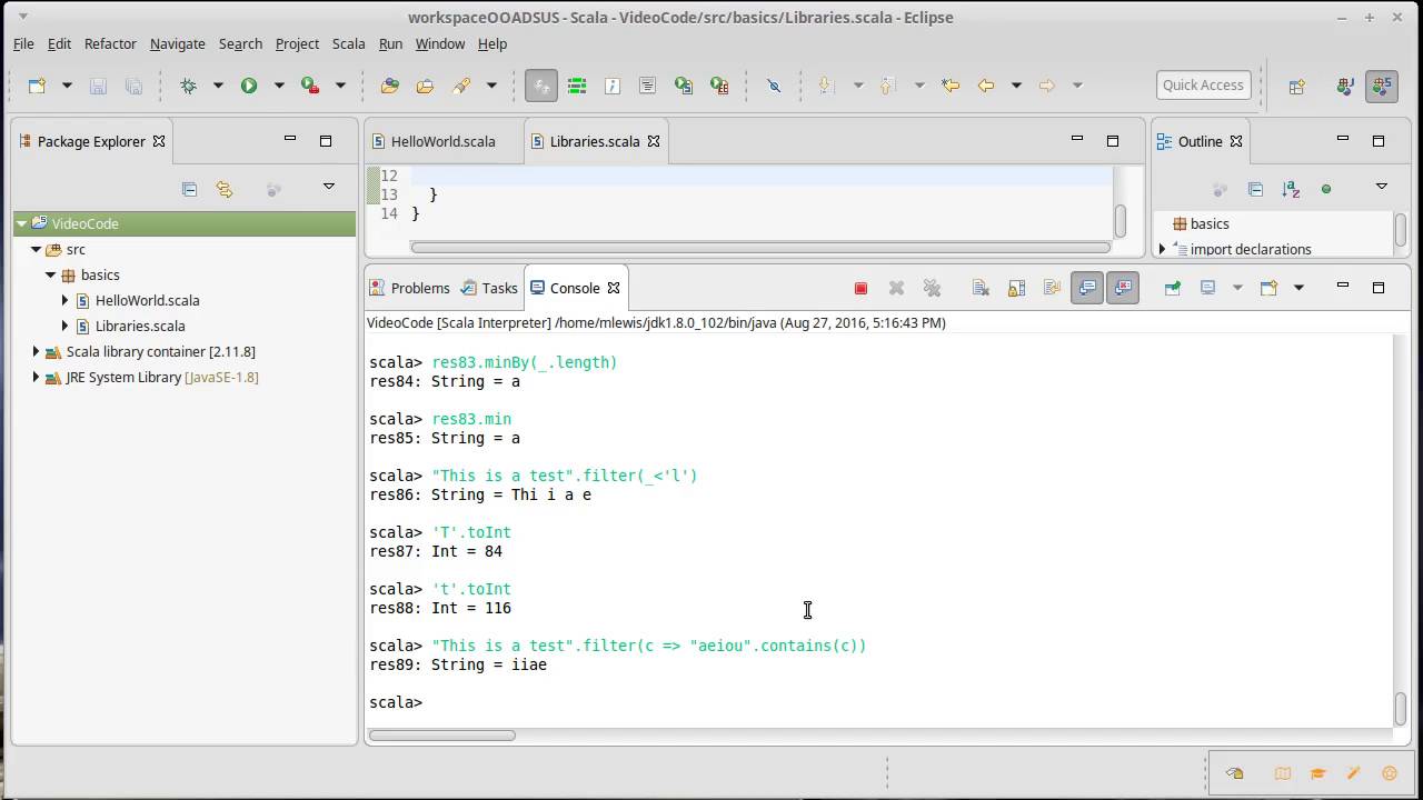 Strings as Sequences (in Scala) YouTube