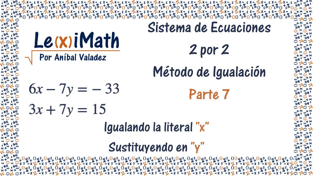 Sistema de Ecuaciones 2 por 2 | Método de Igualación | Parte 7 | 7