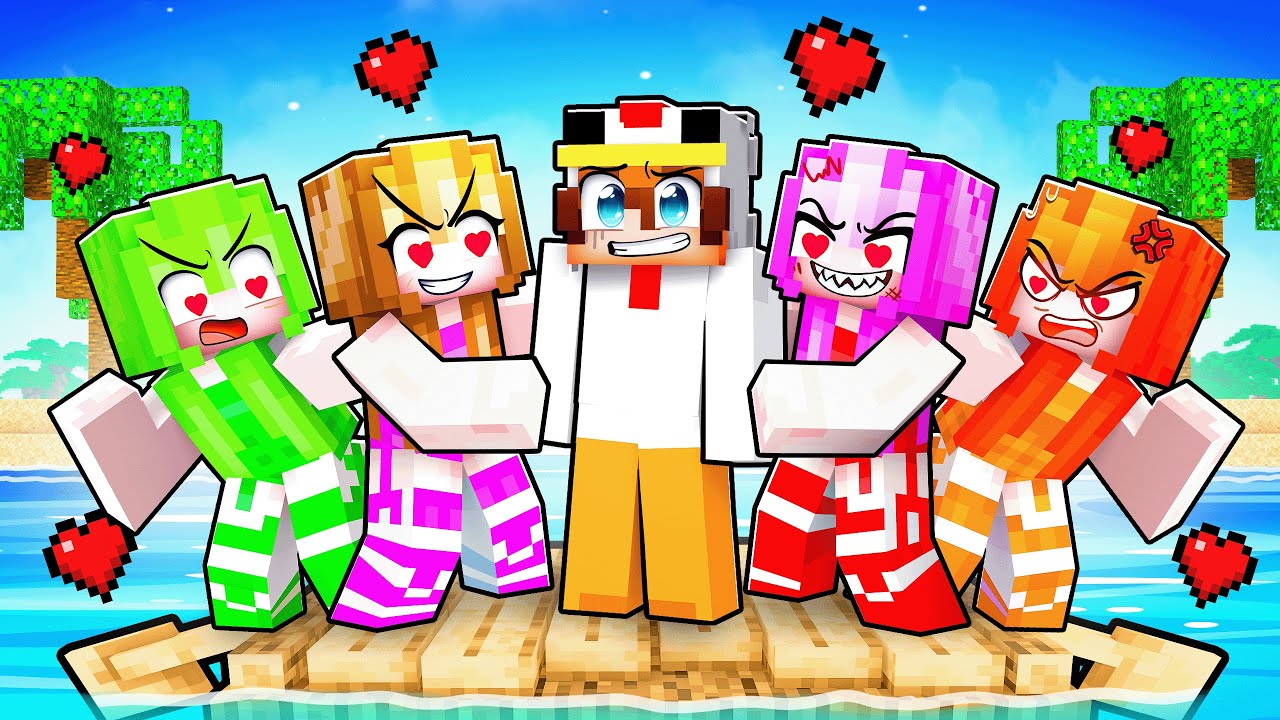 BLOQUÉ sur un RADEAU avec des FANGIRL FOLLES sur Minecraft !