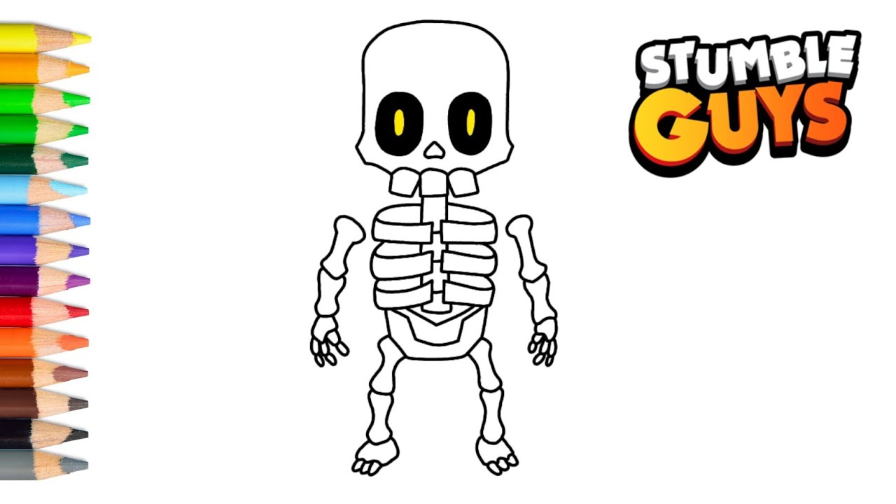 Cara menggambar skin tengkorak Stumble Guys How to draw Skeleton