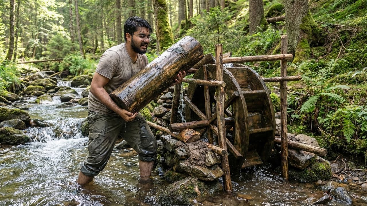 From Forest Stream to Working Machine: Building a Water Wheel by Hand