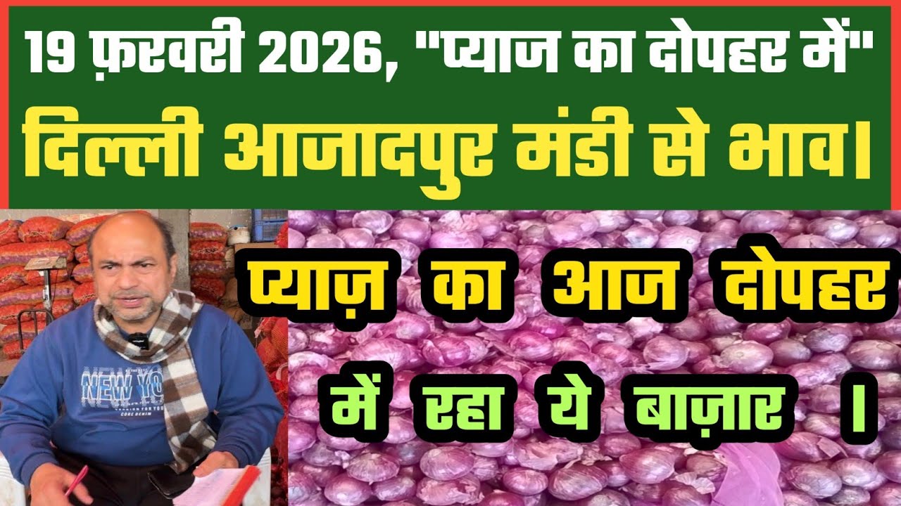 आज दोपहर में प्याज बाजार कैसे Azadpur Delhi Mandi Today में 19-02-2026 के Onion Price DMT TV