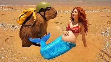 Campybara Dũng cảm giải cứu nàng tiên cá khỏi những  nguy hiểm ❤️ #capybara 