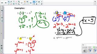 Visca Alg 2 Unit 4 Lesson 3 - Exponential and Power Equations