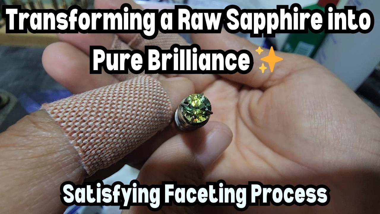 Transforming a Raw Sapphire into Pure Brilliance ✨ (Satisfying Faceting Process)