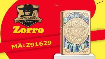 Bật lửa Zorro Z91629 xăng đá khảm trai la bàn đẹp độc lạ | Ambe