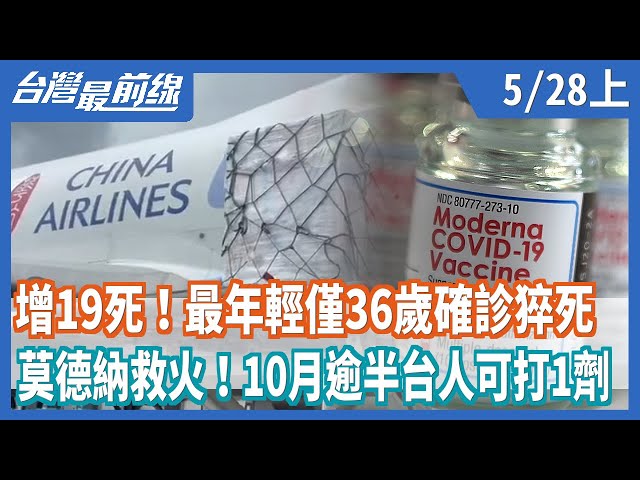 增19死！最年輕僅36歲確診猝死  莫德納救火！10月逾半台人可打1劑【台灣最前線】2021.05.28(上)