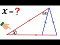 Can you find the angle X? | Two isosceles triangles | [Step-by-step explanation]