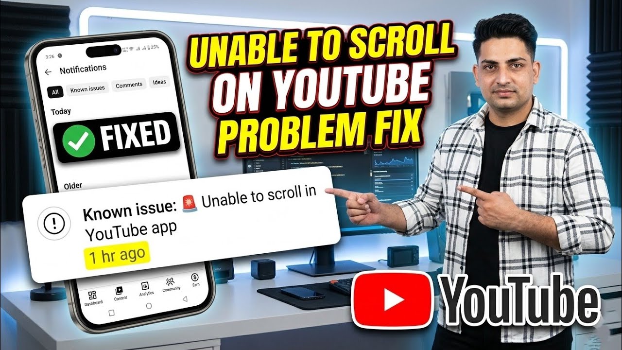 Known issue🚨 Unable to scroll in YouTube app || unable to scroll on ...