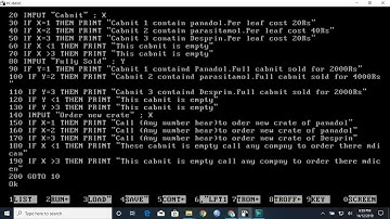 Making a madical store program on GWBASIC !