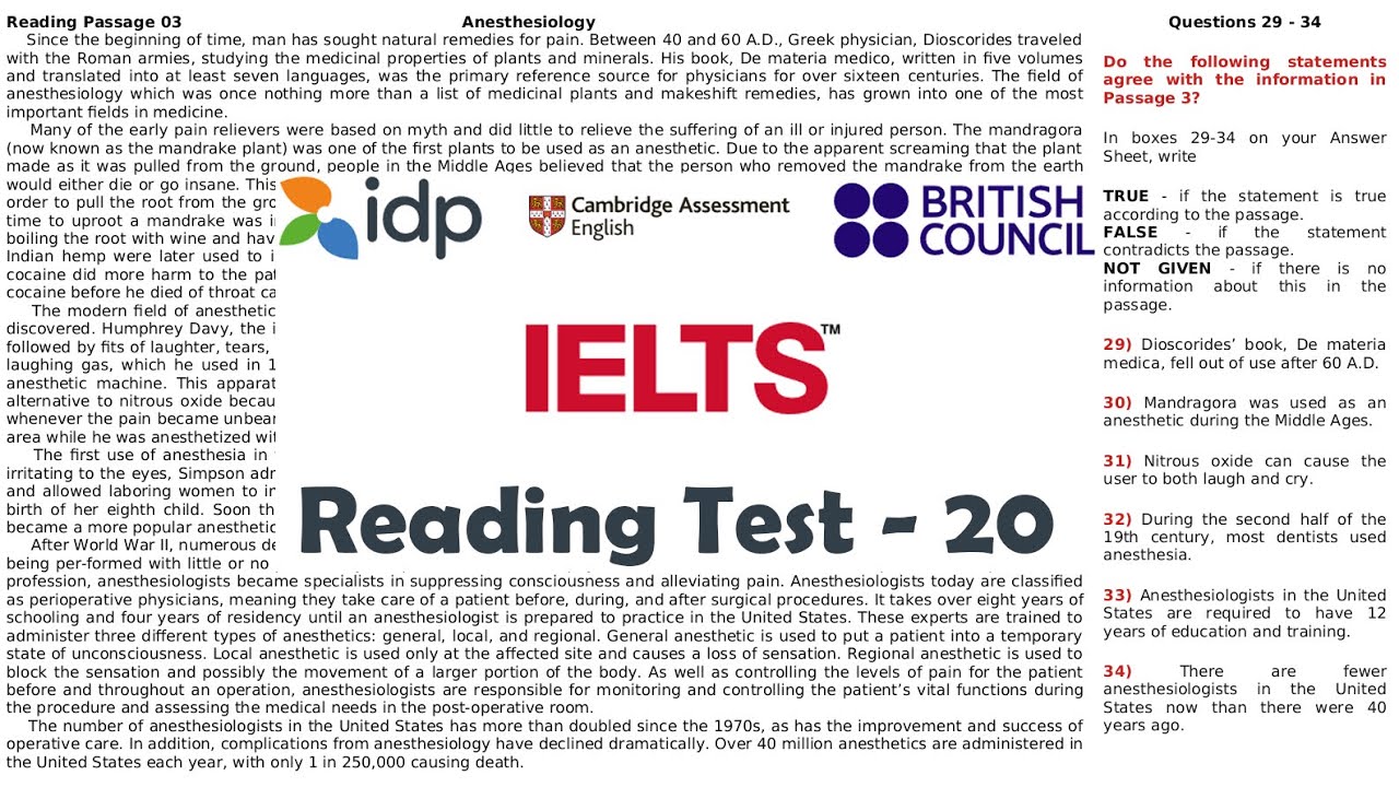 Ielts reading practice test with answers video 20 academic youtube