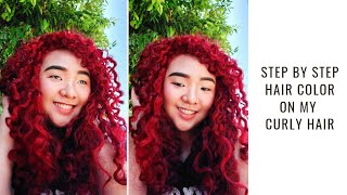 DIY RED HAIR COLOR ON MY CURLS - MURANG PANGKULAY NG BUHOK