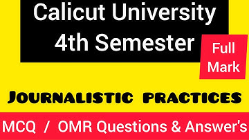 JOURNALISTIC PRACTICES 👉🏻OMR | MCQ 💯#4THSEMESTER #CALICUTUNIVERSITY #QUESTIONS #ANSWERS #EXAM 💯 #CU