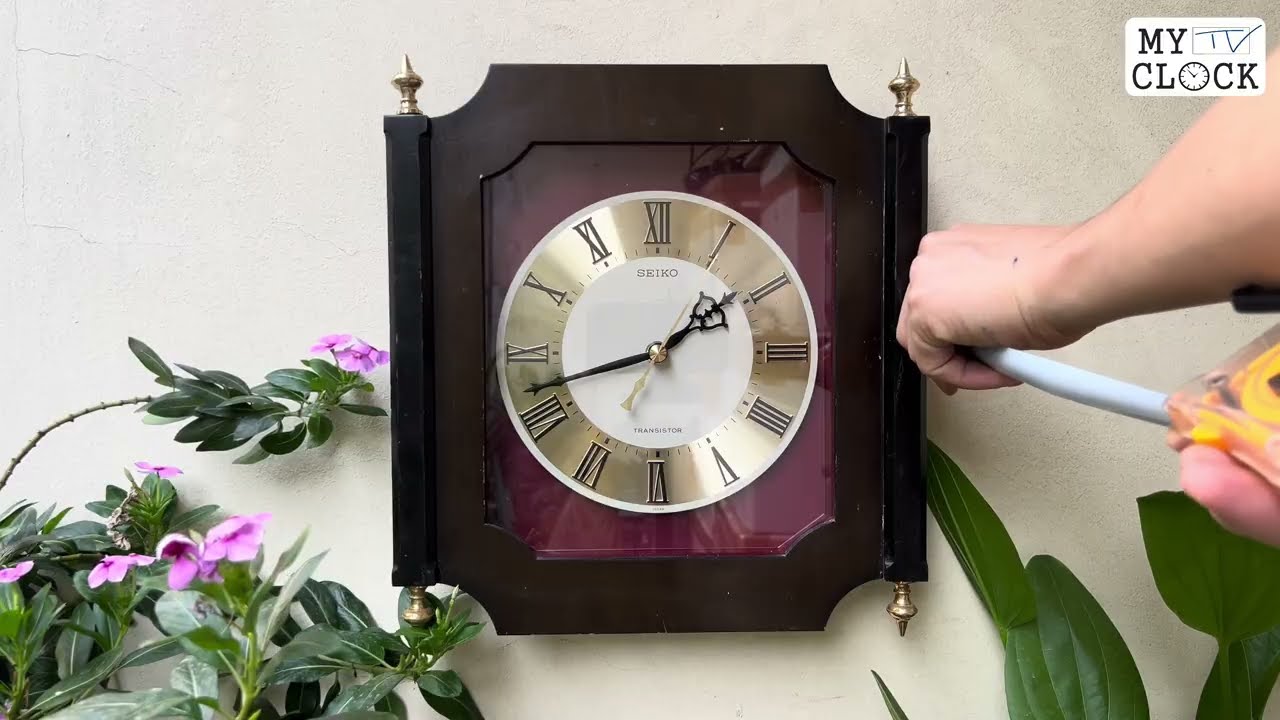 古時計 ナショナル時計にSEIKOSHA文字盤 直径41cm ヴィンテージ雑貨 SEIKO TA-515 Vintage Wooden Frame 30cm Gold Plated Roman Numeral