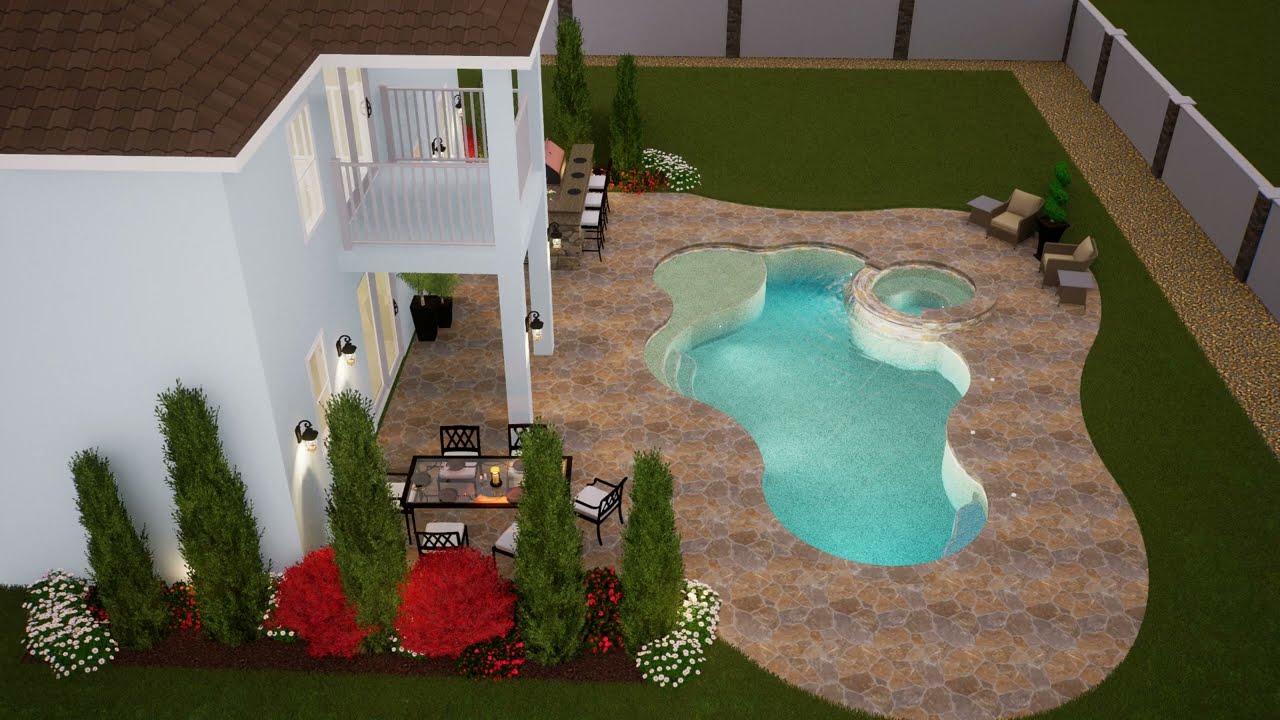 Pool Design Ideas You’ll Love: Freeform Swimming Pool with Stunning Flagstone Deck