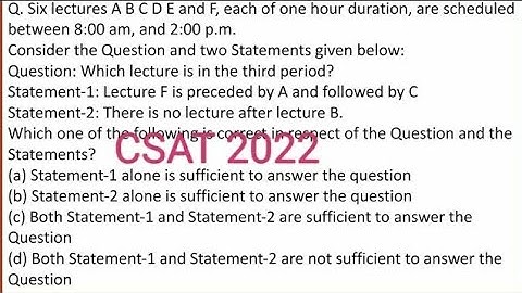6 lectures A B C D E and F, each of one hour duration, are scheduled between 8:00 am, and 2:00 p.m.