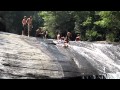 sliding down Turtleback Falls, Dupont National For by TheGuitarSkater