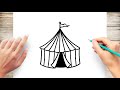 How to draw circus tent step by step