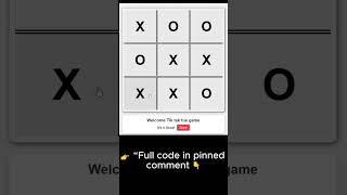 👉 Build Tic Tac Toe Game in 20 sec 😳🔥 #javascript #webdevelopment #coding #html #css #shorts #coding