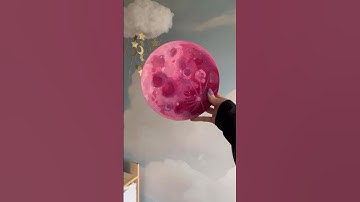 Making a pink moon with sponges and Q-tips 💕🌕 #shorts #artidea #diycraft