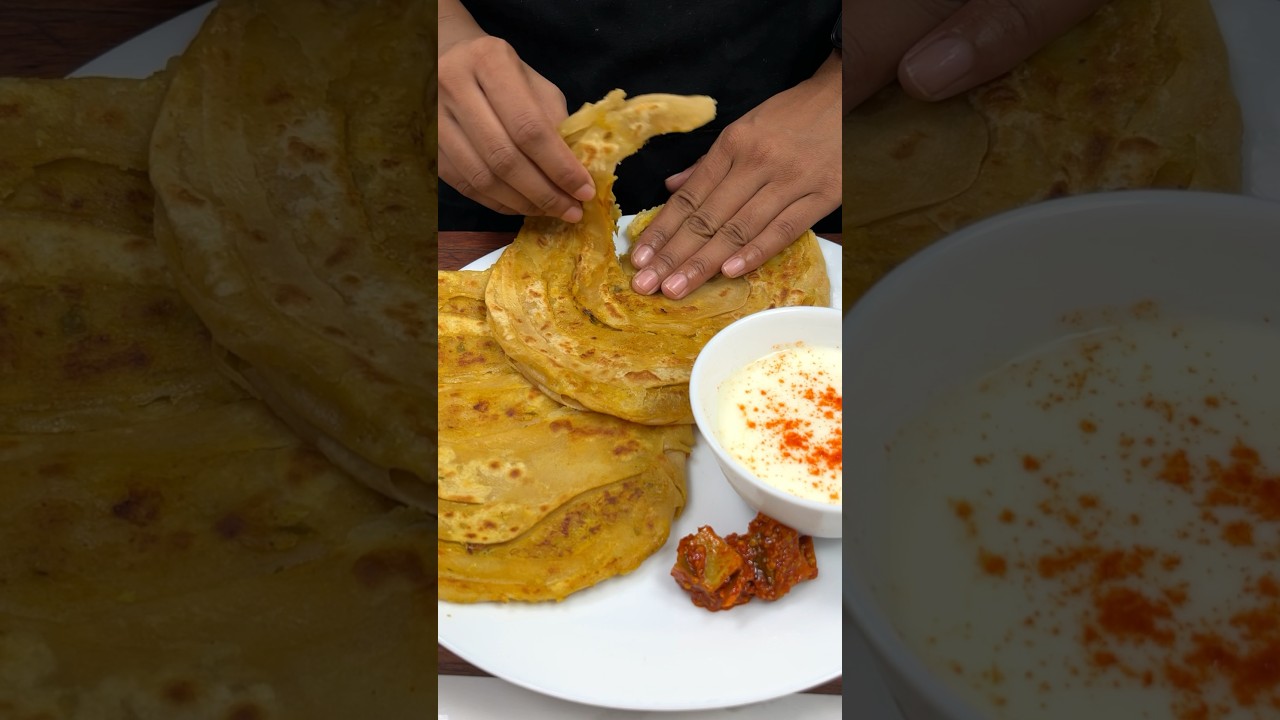 ⁣Aloo Lachha Paratha ASMR Cooking #shorts #food #recipe #streetfood #crunchytreats #asmr #alooparatha