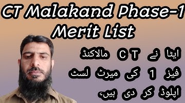 CT Malakand Merit List /Q.K Learning Corner