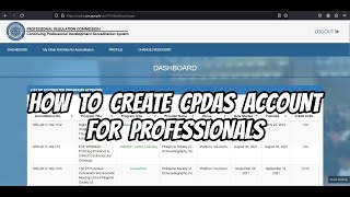 How to create CPDAS account for Professionals